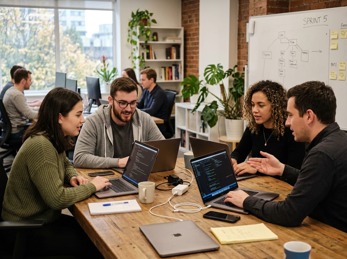 Autofya team collaborating on software development